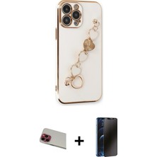 Cepte Toptan iPhone 13 Pro Max Nova Işık Prime - Siyah 3D Antistatik Hayalet Cam Ekran Koruyucu + Kırmızı Rainbow Kamera Lens Koruma Cam