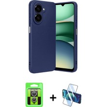 BUTİMAR'S Galaxy A07 4g Eksen Form Prime - Siyah 3D Antistatik Cam Ekran Koruyucu + Gümüş Raze Metal Kamera Lens