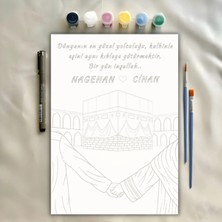Boyaa Kişiye Özel Eşli Kabeli Bir Gün Inşallah Boyama Seti Islami Boyama Seti Dini Ev Dekorasyonu Için