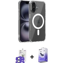 iPhone 17 Ahenk Minimal Serisi - Siyah Bilvis 5in1 5d Magic Hayalet Cam Ekran Koruyucu + Açık Mavi Bilvis Titan Kamera Lens