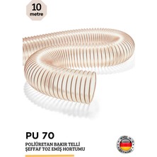 Ithal Poliüretan Bakır Telli Şeffaf Emiş Hortum Pu 70 - 63MM, 10 Metre. (Toz-Talaş-Cnc)