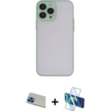 BUTİMAR'S iPhone 13 Pro Max Ahenk Çizgi Serisi - Siyah 3D Antistatik Cam Ekran Koruyucu + Mavi Rainbow Kamera Lens Koruma Cam