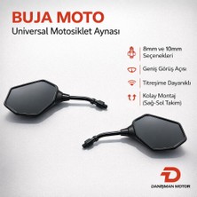 Buja Moto Universal Motosiklet Aynası Seti – 8mm ve 10MM Uyumlu (Sağ-Sol Takım)