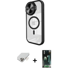Cepte Toptan iPhone 14 Pro Max Kıvılcım Modern Koleksiyonu - Şeffaf 360 Full Body Arka Koruyucu + Gold Band Metal Kamera Lens