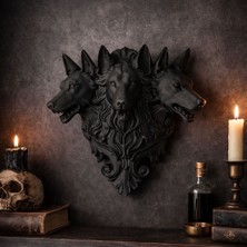 Öztürk Organizasyon 3 Başlı Kurt (Cerberus) Duvar Dekoru-Gotik & Mitolojik Tasarım