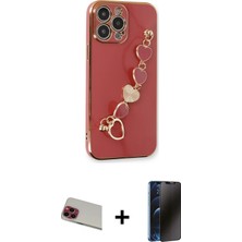 Cepte Toptan iPhone 13 Pro Max Nova Işık Prime - Siyah 3D Antistatik Hayalet Cam Ekran Koruyucu + Kırmızı Rainbow Kamera Lens Koruma Cam