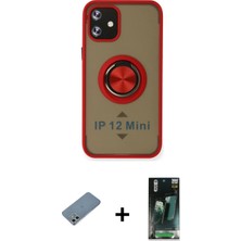 Cepte Toptan iPhone 12 Mini Yörünge Çizgi - Siyah 360 Mat Full Body Arka Koruyucu + Gümüş Shine Kamera Lens Koruma Cam