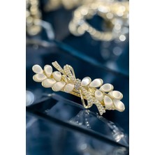 RALBAX Saponaire El Yapımı Fiyonk Saç Tokası – Inci Kristal Düğün Nişan Davet Hediye Zarif Kadın Aksesuarı