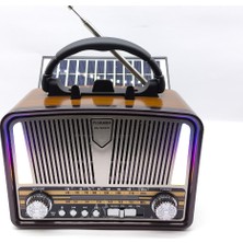farissu BK-7090BTS Güneş Panelli Nostaljik Radyo - Bluetooth, Usb, Sd Kart Girişli 3 Bantlı Şarjlı Radyo