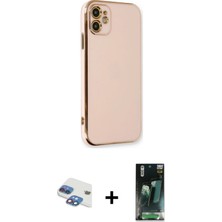 Cepte Toptan iPhone 11 Yankı Serisi - Siyah 360 Mat Full Body Arka Koruyucu + Gökkuşağı Pers Alüminyum Kamera Lens
