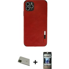Cepte Toptan iPhone 11 Pro Max Doruk Asil Koleksiyonu - Siyah 34D Hayalet Izgaralı Cam + Yeşil Rainbow Kamera Lens Koruma Cam