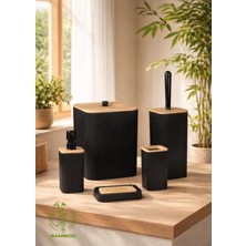 Okyanus Home Mina Siyah Bambu Kare 5'li Banyo Seti