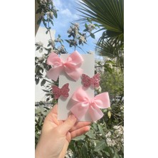 Toka Perisi Clara Kurdele Glitter Kelebekli Klips Toka Seti( 5/3 cm Metal Toka)