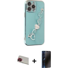 iPhone 13 Pro Max Nova Işık Prime - Siyah 3D Antistatik Hayalet Cam Ekran Koruyucu + Kırmızı Rainbow Kamera Lens Koruma Cam
