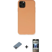 Cepte Toptan iPhone 11 Pro Max Ahenk Serisi - Siyah 34D Hayalet Izgaralı Cam + Gökkuşağı Shine Kamera Lens Koruma Cam