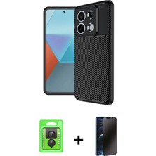 BUTİMAR'S Redmi Note 13 Pro 4g Eksen Form Prime - Siyah 3D Antistatik Hayalet Cam Ekran Koruyucu + Siyah Raze Metal Kamera Lens