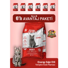 Cat food energy Sığır Etli Yetişkin Kedi Maması 1 kg - 6 Adet