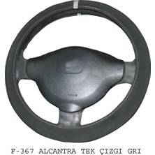 PINUKS Direksiyon Kılıfı Poşetli Geçme 38CM Alcantra Tek Çizgi Gri Adet  PİNUKS-FXF-367