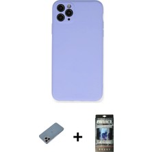 Cepte Toptan iPhone 11 Pro Max Ahenk Serisi - Siyah 34D Hayalet Izgaralı Cam + Gökkuşağı Shine Kamera Lens Koruma Cam
