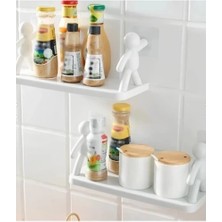 Insan Figürlü Yapışkanlı Çok Amaçlı Duvar Rafı