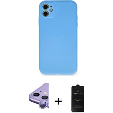 Cepte Toptan iPhone 11 Ahenk Serisi - Siyah 6d Antistatik Mat Seramik Hayalet Nano Ekran Koruyucu + Mor Raze Metal Kamera Lens