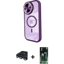 Cepte Toptan iPhone 15 Pro Kıvılcım Modern Koleksiyonu - Şeffaf 360 Full Body Arka Koruyucu + Lacivert Raze Metal Kamera Lens