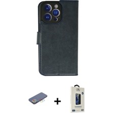 BUTİMAR'S iPhone 13 Pro Max Siluet Işık Serisi - Siyah Bilvis Hayalet Cam Ekran Koruyucu + Mavi Renkli Kamera Lens Koruma Cam