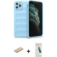 BUTİMAR'S iPhone 11 Pro Atlas Koleksiyonu - Şeffaf Pasifik Cam Ekran Koruyucu + Sarı Renkli Kamera Lens Koruma Cam