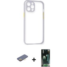 Cepte Toptan iPhone 12 Pro Max Nova Asil Özel Seri - Şeffaf 360 Full Body Arka Koruyucu + Sarı Renkli Kamera Lens Koruma Cam