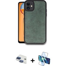 Cepte Toptan iPhone 11 Kıvılcım Işık Serisi - Siyah 3D Antistatik Seramik Nano Ekran Koruyucu + Lacivert Pers Alüminyum Kamera Lens