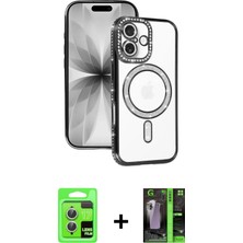 Cepte Toptan iPhone 17 Zirve Doku Prime - Şeffaf 360 Full Body Arka Koruyucu + Gümüş Raze Metal Kamera Lens