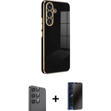 BUTİMAR'S Galaxy S25 Yankı Serisi - Siyah 3D Antistatik Hayalet Cam Ekran Koruyucu + Siyah Raze Metal Kamera Lens