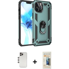 Cepte Toptan iPhone 12 Pro Max Ahenk Klasik Koleksiyonu - Siyah 6d Mat Seramik Hayalet Nano Ekran Koruyucu + Gökkuşağı Shine Kamera Lens