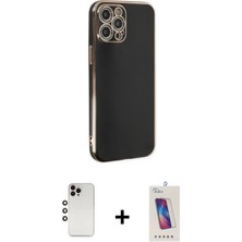 Cepte Toptan iPhone 12 Pro Max Yankı Serisi - Siyah Joko 5d Cam + Gökkuşağı Shine Kamera Lens