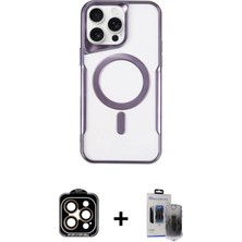 Cepte Toptan iPhone 15 Pro Max Yadigar Klasik Özel Seri - Siyah Vanessa Magic Hayalet Cam + Turuncu Pvd Metal Kamera Lens