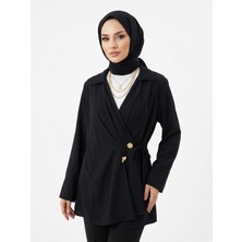 Foremia Çift Düğmeli Bağcıklı Tunik-Siyah -
