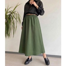 Foremia Kemer Detay Terikoton Etek-Haki -