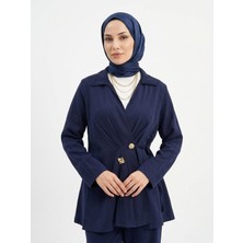 Foremia Çift Düğmeli Bağcıklı Tunik-Lacivert -