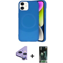 Cepte Toptan iPhone 11 Ufuk Serisi - Siyah 360 Mat Full Body Arka Koruyucu + Mor Raze Metal Kamera Lens