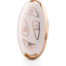 Gma Keys Hyundai Yeni Tucson Ioniq Kona 5 Buton Nano Anahtar Kılıfı Beyaz Gold Renk