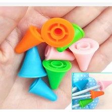 Atlas Hobi Renkli Üçgen Șiş Başı, Șiş Tutucu, Silikon Șiş Ucu Koruyucu, Șiş Kitleme, Șiş Tıpası, 10 Adet