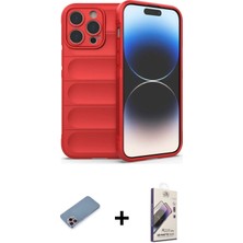 iPhone 13 Pro Max Atlas Koleksiyonu - Siyah Bilvis 3D Mat Cam Ekran Koruyucu + Pembe Shine Kamera Lens Koruma Cam