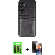 Cepte Toptan Galaxy A15 4g Yörünge Işık Serisi - Siyah 3D Antistatik Mat Seramik Nano Ekran Koruyucu + Siyah Raze Metal Kamera Lens