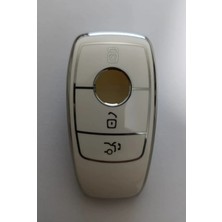 Gma Keys Mercedes Benz 4 Buton 2017-2020 Arası Fbs4 Tip Smart Nano Anahtar Kılıfı Beyaz Gümüş Renk