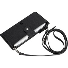 Lozan Strap 6.5 Inch Uyumlu Deri Kartlıklı Kılıf Erc1 Siyah