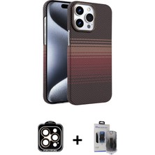 BUTİMAR'S iPhone 15 Pro Max Doruk Serisi - Siyah Vanessa Magic Hayalet Cam + Turuncu Pvd Metal Kamera Lens