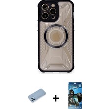 iPhone 12 Pro Max Kutup Modern - Siyah 34D Izgaralı Cam + Mavi Shine Kamera Lens Koruma Cam