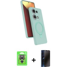 Cepte Toptan Redmi Note 13 Pro 4g Iz Işık Koleksiyonu - Siyah 3D Antistatik Hayalet Cam Ekran Koruyucu + Gümüş Raze Metal Kamera Lens