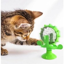 Vantuzlu Zilli Interaktif Dönebilen Mama Kaplı Renkli Eğlenceli Eğitici Kedi Oyuncağı - Stokta Olan Renk Gönderilir