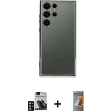 Cepte Toptan Galaxy S24 Ultra Vadi Minimal - Siyah Autokit 5in1 Fiber Hayalet Polymer Nano Ekran Koruyucu + Gold Pvd Metal Kamera Lens